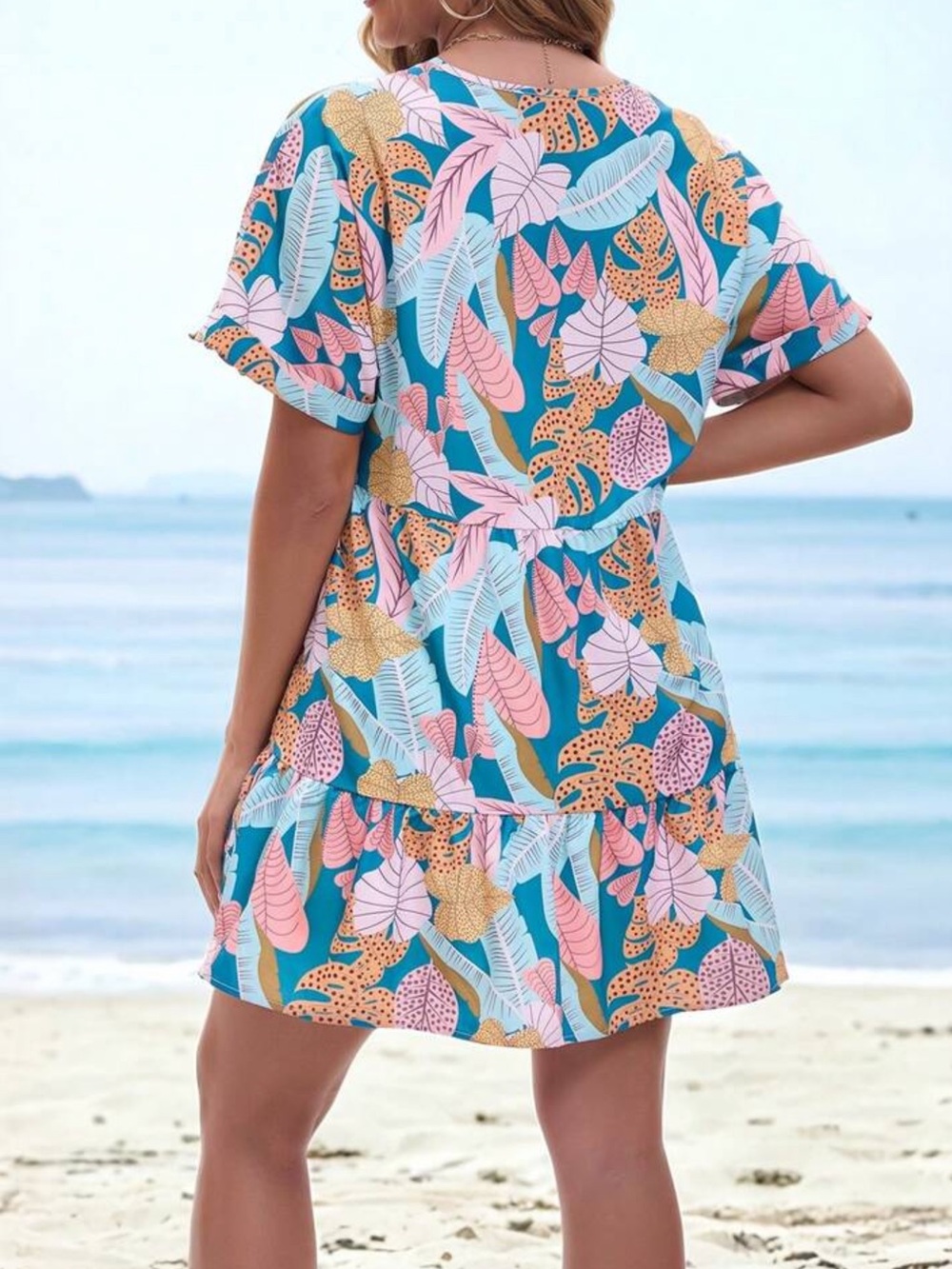 Boho floral print ruffle hem mini dress - Picture 5 of 6